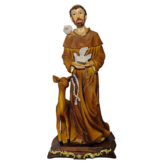 Heiliger Franziskus Figur 32 cm – Handbemalte Heiligenfigur auf Sockel | Kaltner Präsente