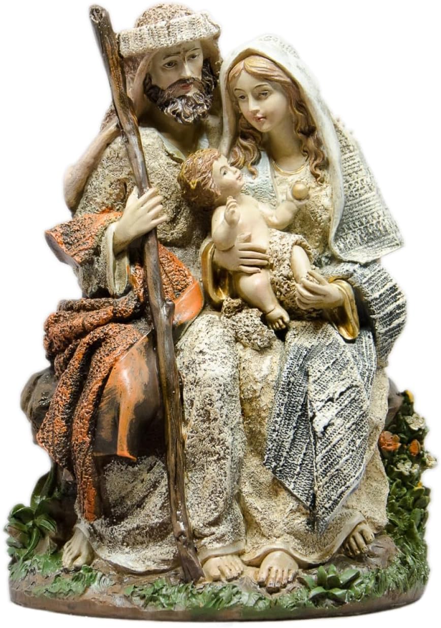 Kaltner Präsente Weihnachtsdekoration: Krippenblock Familienblock Heilige Familie Figur Maria Josef mit Jesus Kind Krippe, Handbemalte Weihnachtskrippe, Traditionelle Krippenfiguren (Höhe 18 cm)