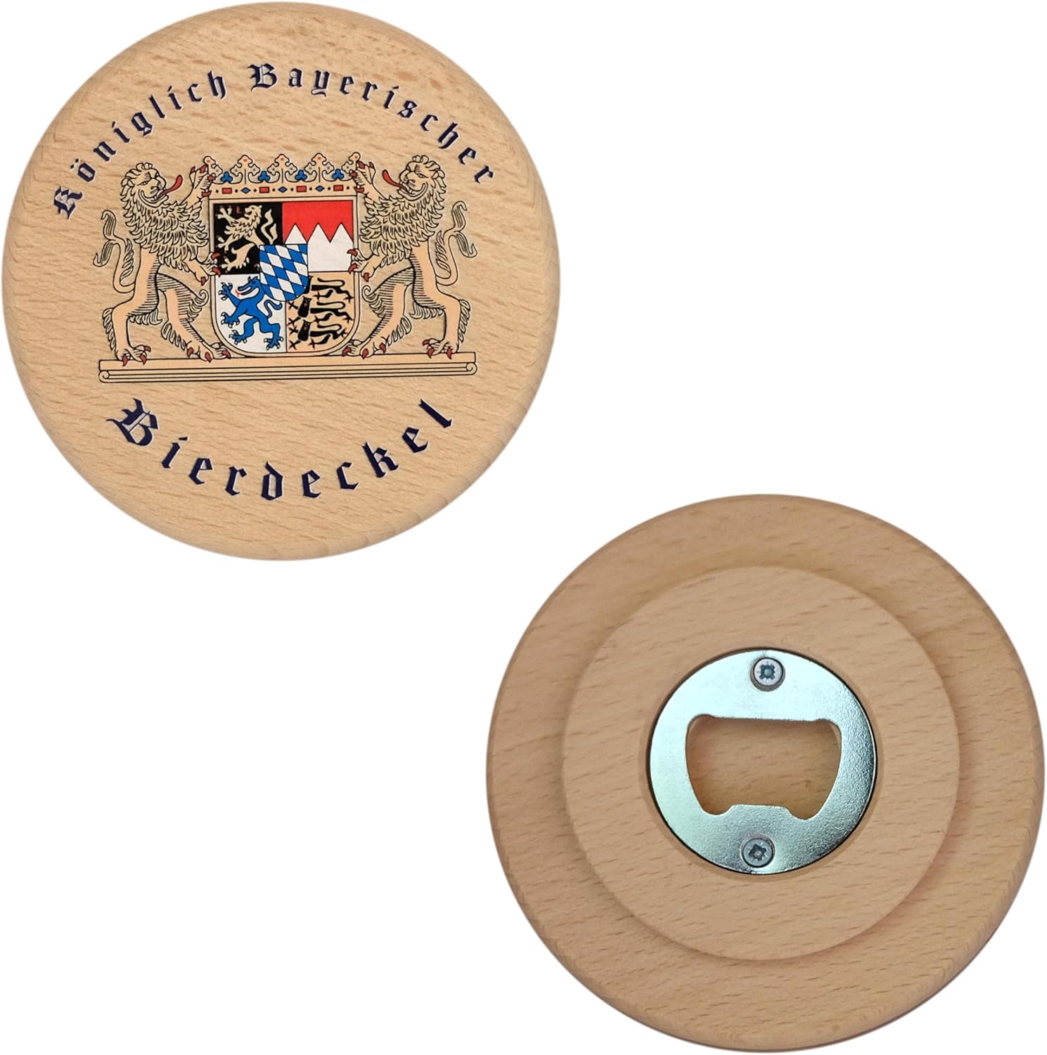 Kaltner Präsente Geschenkidee - Insektenschutz mit Öffner Flaschenöffner für Gläser und Getränke aus echtem Holz Bier Wein Bierdeckel Biergläser Weingläser Tassen Biergarten