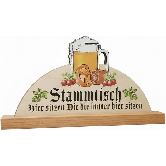 Stammtisch Schild aus Holz 30 cm mit Wunschgravur im Stand – Personalisiert für Verein, Hotel, Biergarten & Partykeller – Bierkrug Motiv – Geschenkidee für Männer – CNC graviert