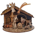 Kaltner Präsente Weihnachtskrippe, Traditionelle Krippe mit Krippenfiguren aus Holz, Steckkrippe, Heilige Familie mit Stall, 18 x 14 x 8 cm